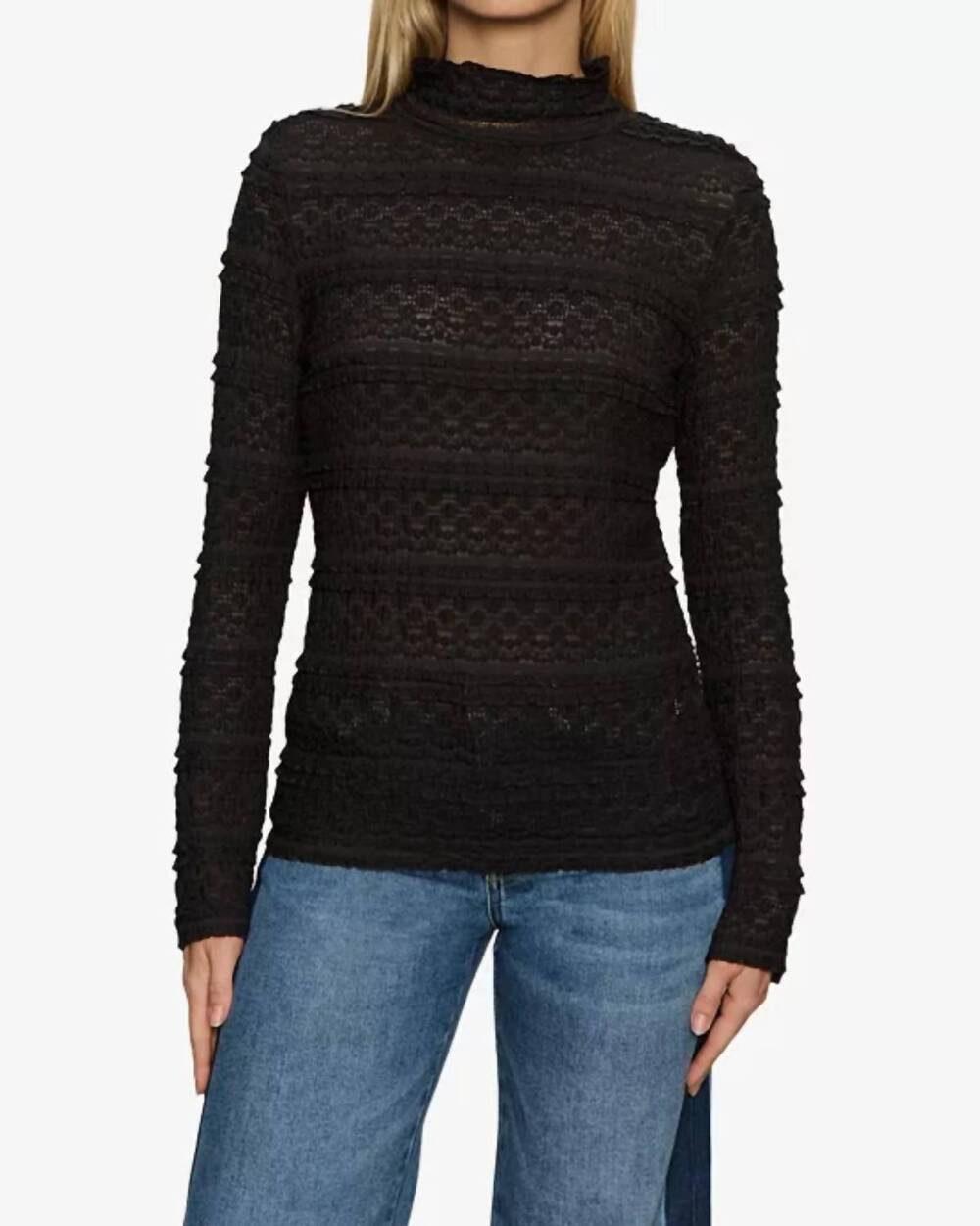NEW SANCTUARY high crew lace tee in black